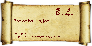 Boroska Lajos névjegykártya